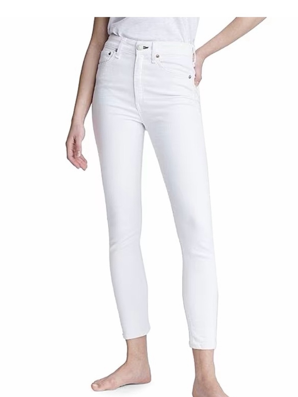 rag & bone White Nina High-Rise Ankle Skinny Jeans Size 30